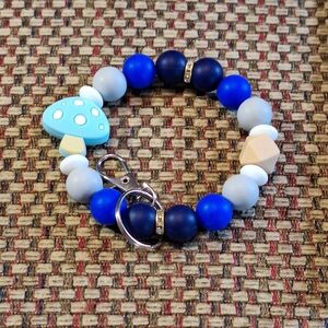 Handcrafted Homemade Artisan Silicone Mushroom Charm Keychain Bracelet Wristlet